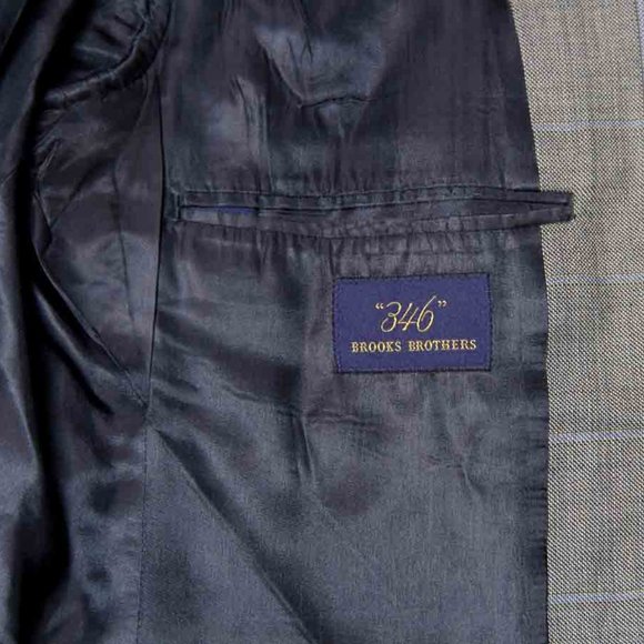 Brooks Brothers 346 Wool Suit Jacket Gray Blue 3 Button Front Men's Size 40S - Picture 3 of 3